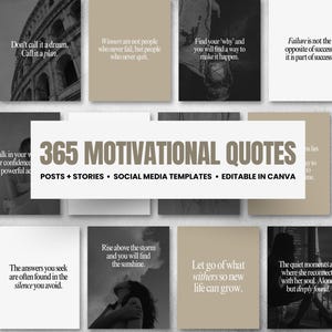 365 plantillas de frases motivacionales, publicaciones e historias de Instagram, editables en Canva, frases de empoderamiento femenino, frases inspiradoras diarias