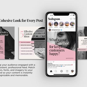 Female Entrepreneur Instagram Templates: Business Coach Social Media Posts (Canva Editable Digital Download) image 4