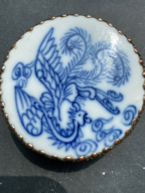 Vintage Chinese Compact with mirror TRINKET Pot P… - image 1
