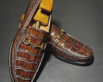 Handmade Men Brown  Leather Loafers Dress Shoes, Office Slip On Shoe