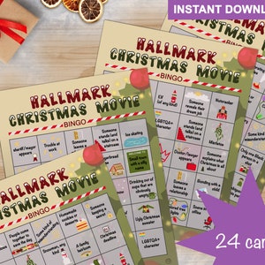 Hallmark Weihnachtsfilm-Bingospiel - Beobachtungsaktivität - Set aus 24 Karten