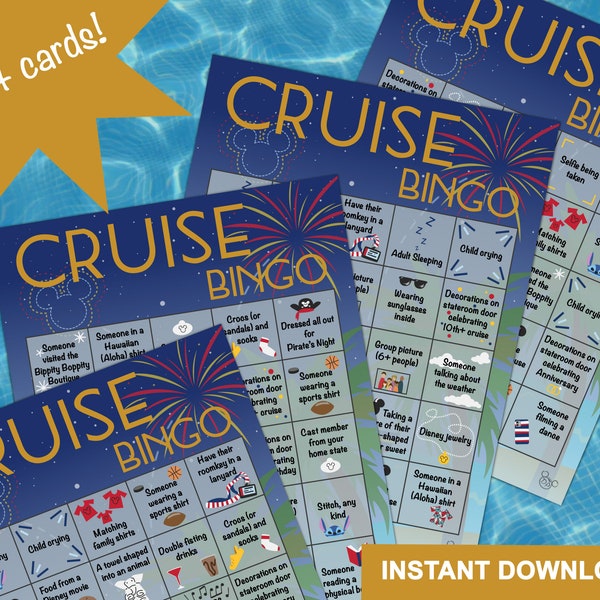 Mouse Cruise Bingo - Observation Activity - Set of 24 Cards - Fun Trip Game - Scavenger Hunt