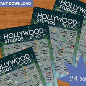 Hollywood Studios Park Bingo Spiel - Beobachtung Aktivität - Set von 24 Karten - Schnitzeljagd