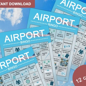 Airport Bingo - Beobachtungsaktivität - Set aus 12 druckbaren Karten