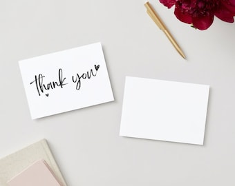Elegant and Simple Personalized Folded Thank You Card with Envelopes in Black and White Postcard