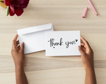 Elegant and Simple Personalized Folded Thank You Card with Envelopes in Black and White Postcard