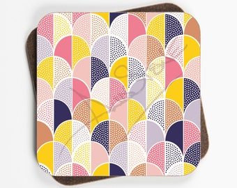 Vintage Geometric Pattern Coasters - Set Of Four - 90mm x 90mm