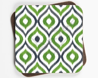 Ikat Ogee Pattern Coasters - Set Of Four - 90mm x 90mm
