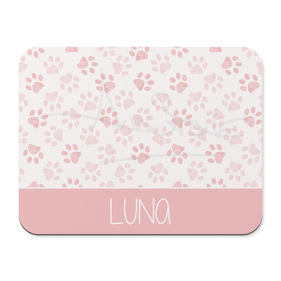 Personalized Dog Bowl Mat: Paw Print Pet Food Mat (39cm x 30cm)