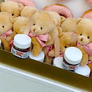 Mini Nutella mit Teddybär & Löffel – Gastgeschenk Kindergeburtstag, Baby Shower, Mitgebsel für Kinderparty
