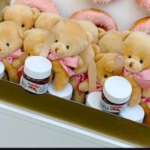 Mini Hazelnut Spread Gift Set with Teddy Bear & Spoon – Kids Party Favor, Baby Shower Favor, Birthday Giveaway