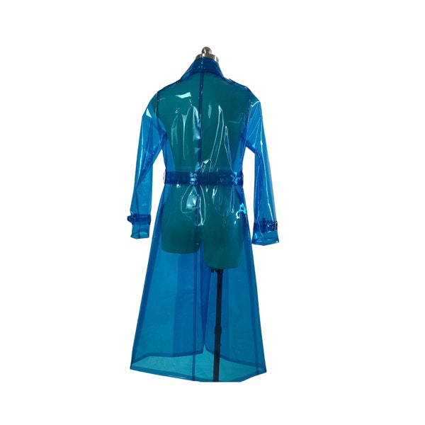 Clear PVC Club Plastic Long Sleeve Midi  Turn-down Collar Long dress