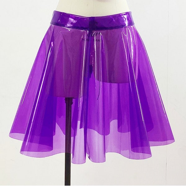 Clear PVC Women Skirt Mini Pleated Skirt Clubwear Skirts 7XL Custom