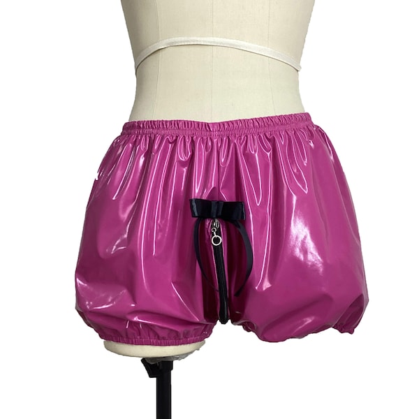 Mens Shiny PVC Shorts Low Rise Elastic Waistban Crotch Zipper Short Pants