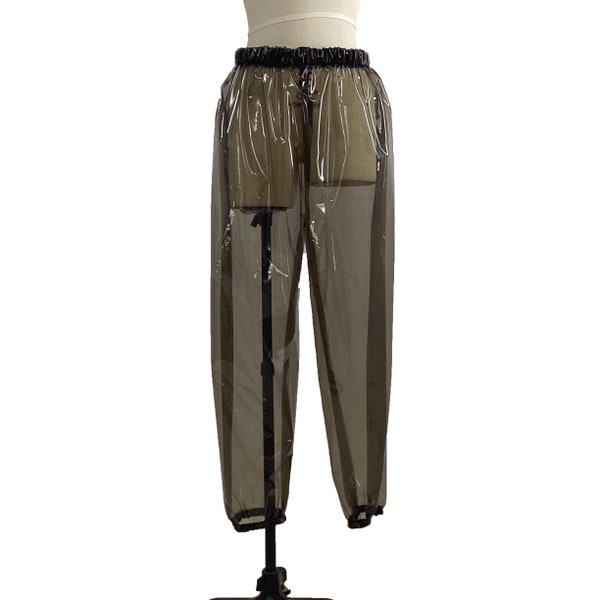 Transparent PVC Bloomers Pants Women High Waist Elastic Band Trousers