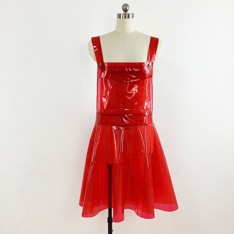 PVC Overall Dress See Through A Line Clear PVC Skater Dress Waterproof ...