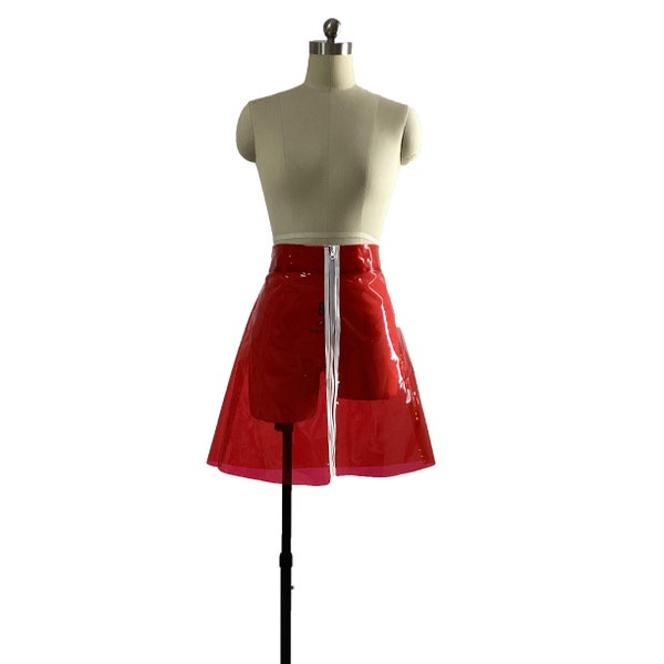 Clear PVC High Waist Skirts See-Through Mini Skirt