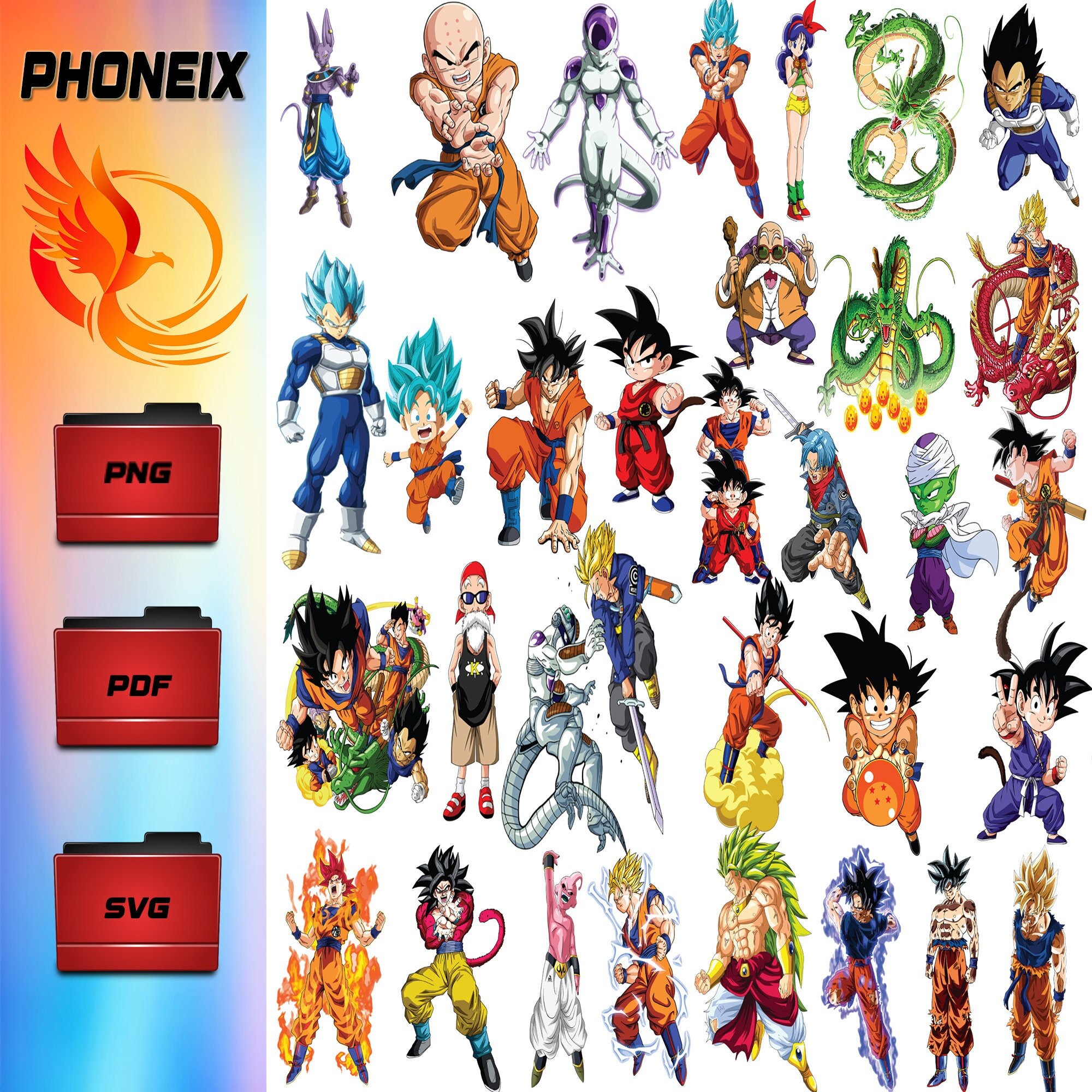 Dragon Ball Cartoon Svgpngpdf Silhouette Vector Etsy