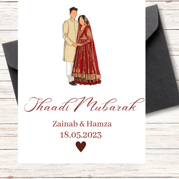 Personalised Shaadi Mubarak Card Congratulations Wedding Mubarak