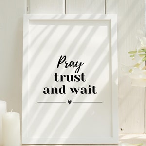 DIGITAL | Christian poster saying | Minimalist wall decoration mural | Wall decoration faith religion | Art print pray love trust