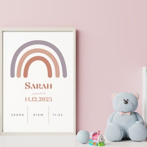 TABELA DE NASCIMENTO | Anúncio personalizado do nascimento | Poster quarto infantil | Pôster personalizável | nascimento | Presente de nascimento |