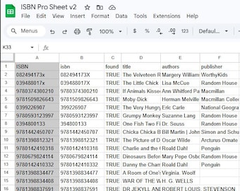 Strumento di foglio di calcolo per la ricerca ISBN per rivenditori di libri Compilazione automatica del titolo Autore Editore