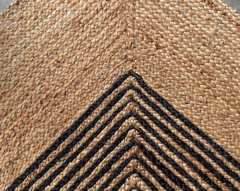 Rugs For Gift's- Hand Braided Jute Rug Christmas Decor Rug Vintage Rugs Natural And Black Living Room Rug Kitchen Area Rug Bedroom Rugs 5x7
