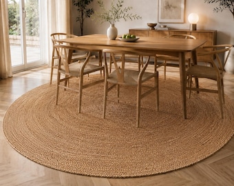 Handmade Jute Rug Dining Room Rug Eco Friendly Round Carpet, Farmhouse Mat Large Area Rug Entryway Round Rug outdoor Rug living Room Rug