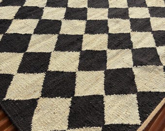 Alfombra de yute de cáñamo para decoración del hogar, hecha a mano, para sala de estar, de yute tejido a mano, a rayas, de tamaño personalizado, vintage, azteca, para pasillo.