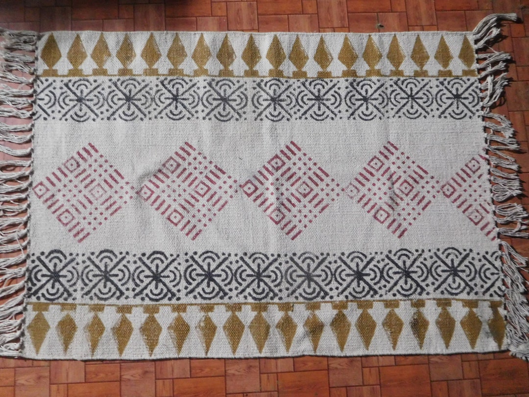 Cotton Print Rug Bohemian Print Rug Block Print Runner Rug Etsy