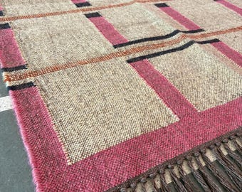Traditional Handwoven Kilim Rug Handmade Wool Jute Rug Vintage Kilim Dhurrie Rug Custom Size Rug 8x10 Aztec Accent Southwestern Rug 9x12