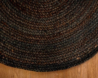 Handmade Braided Jute Round Rugs Custom Size Circle Rug Braided Jute Rugs For Living Room Vintage Eco Friendly Large Area Rug 5 x 5 ft