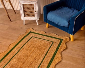 Haltkleed - Woondecoratie Handgemaakt gevlochten kleed Geschulpt jute kleed Indiaas natuurlijk vezel Woonkamerkleed Vintage vloerkleed Op maat gemaakte kleden 8x10