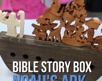 Noah's Ark Bible Story Box: Wooden Stacking Animals