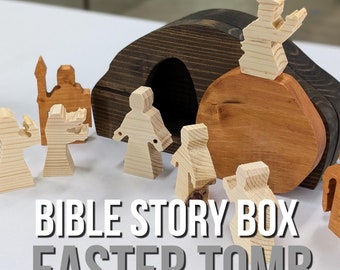 Easter Tomb Bible Story Box: Wooden Figures, Hands-On Teaching