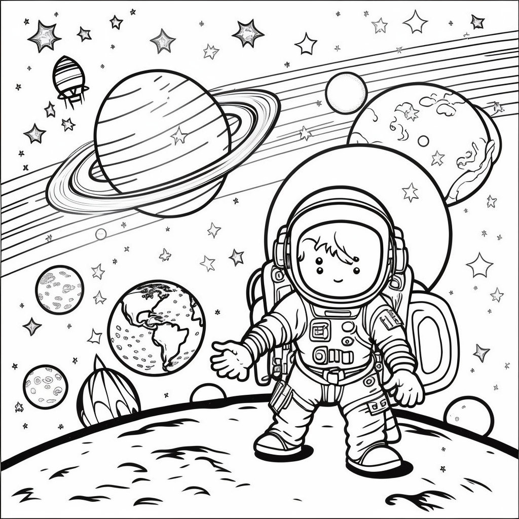 Kids Space Coloring Pages - Etsy