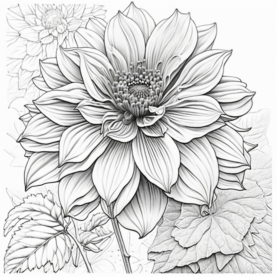 Flower Coloring Pages - Etsy
