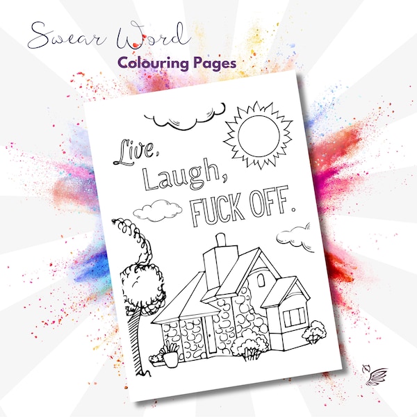 Swear Word Coloring Book Pages For Adults - 6 Page Download Funny Printable PDF - Cuss Word Colouring - Anxiety Sweary Coloring