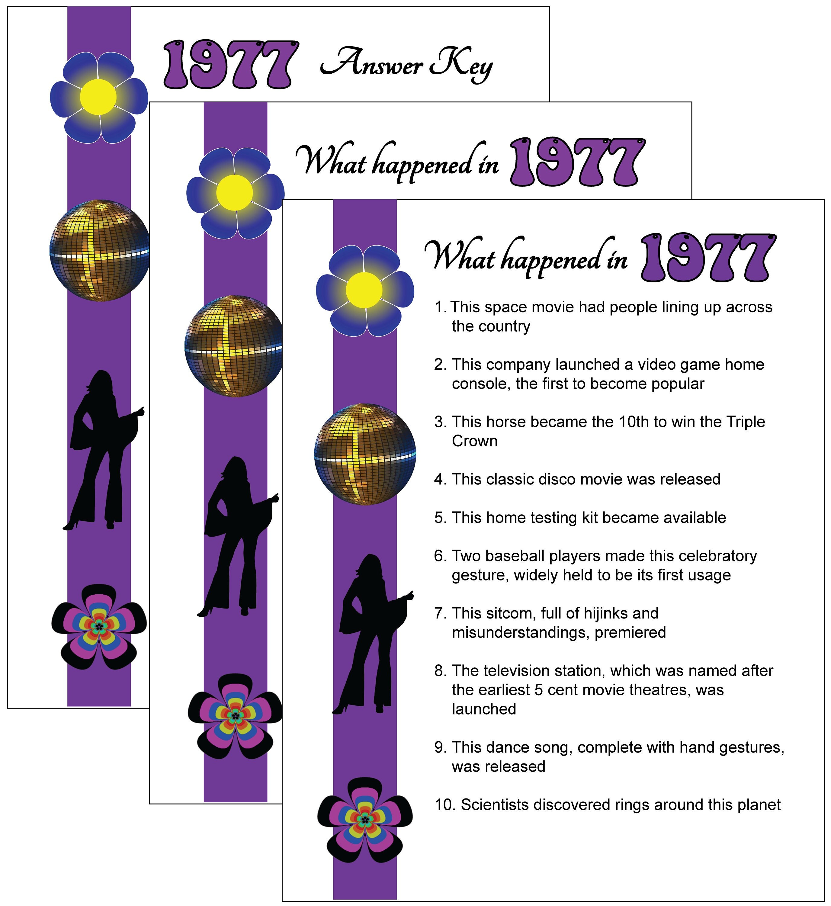 1977 Birthday Party Trivia Game Birthday Anniversary - Etsy
