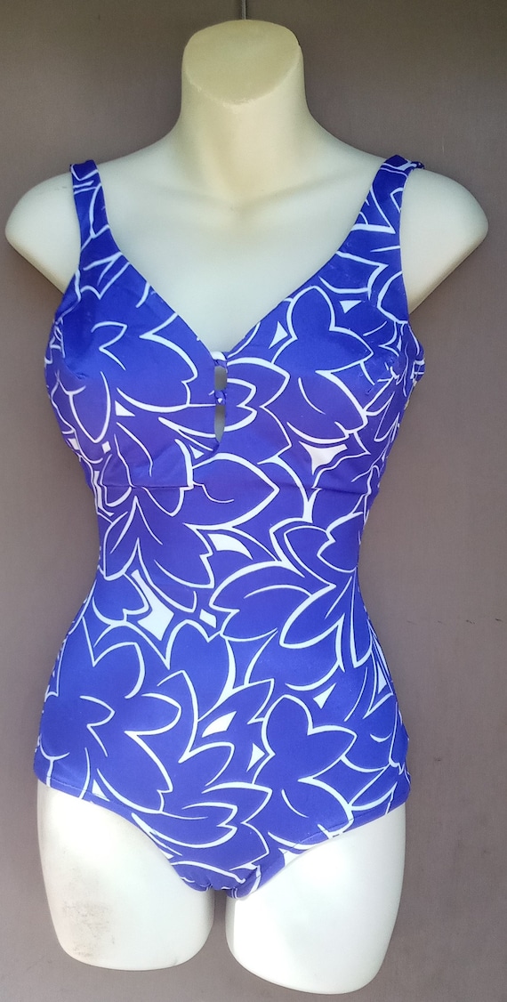 Vintage 1970's Purple and White Floral Design Swim