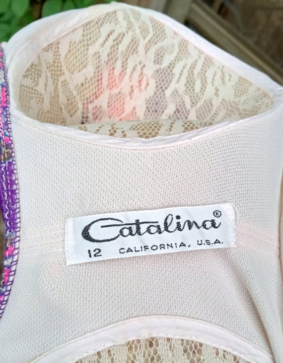 Vintage 1970's Catalina Purple and Hot Pink Swims… - image 3