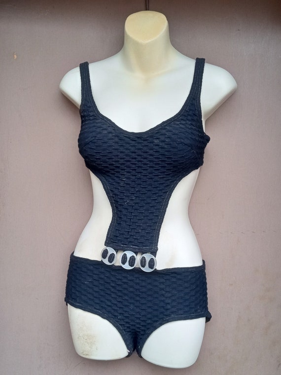 Vintage 1960's Black Monokini Swimsuit