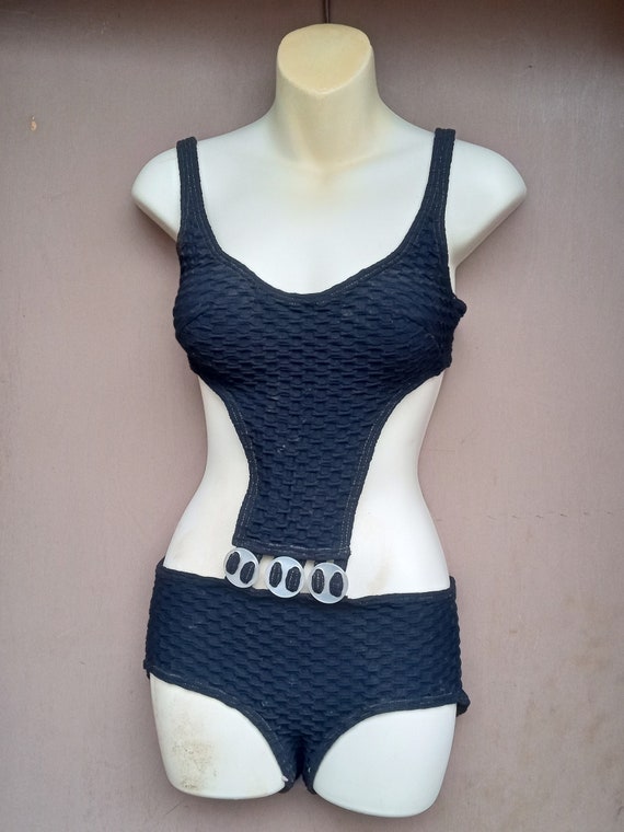 Vintage 1960 s Black Monokini Swimsuit Etsy