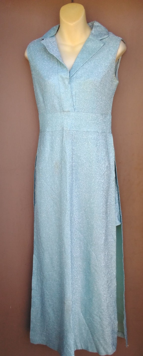 Vintage 1960's/70's Baby Blue Lurex Hot Pants Dres