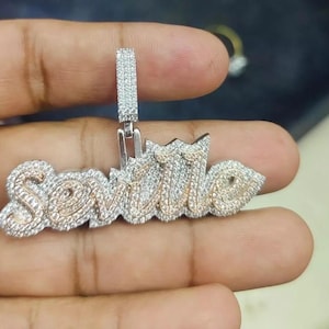 Customizable 2.30 CTW Real Moissanite Pendant | Ice-Out " Custom Letter Pendant" for Men | Personalized Hip Hop Charm | Best Christmas Gift
