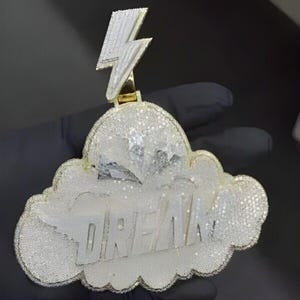 Men's Customize Pendant 4.30 CT Round Real Moissanite 14K Yellow Gold Plated Plated No Chain
