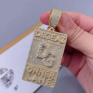 5.00 CT Real Moissanite Men's Customize Letter Pendant 14k Yellow Gold Plated  | Gift Idea No Chain