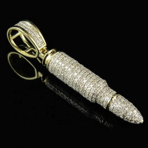 3 CTW Real Moissanite Pendant | Ice-Out Customizable "AK-47 Bullet" for Men | Personalized Hip Hop Charm | Best Christmas Gift