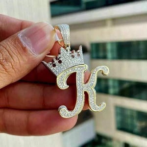 2.00 Ct Round Cut Moissanite Custom Letter M Initial Pendant 14k Yellow Gold Plated  No Cain