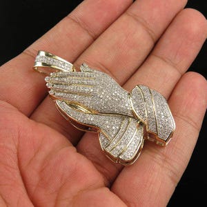 Real Moissanite Praying Hand Pendant | 3ctw Men's Customisable| Custom Charm| Hip Hop Pendant | Christmas Gift and New